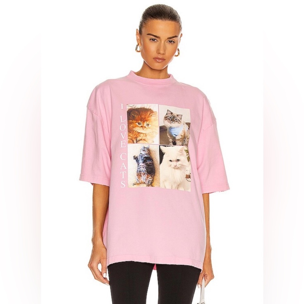 Balenciaga ‘I Love Cats’ Distressed Tee Medium